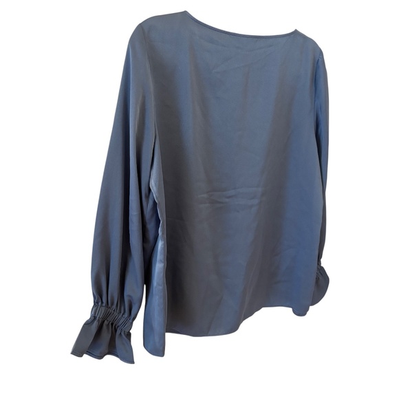 NWT Banana Republic Blue Ruffle Cuff Long Sleeve Blouse Size M - Picture 8 of 11